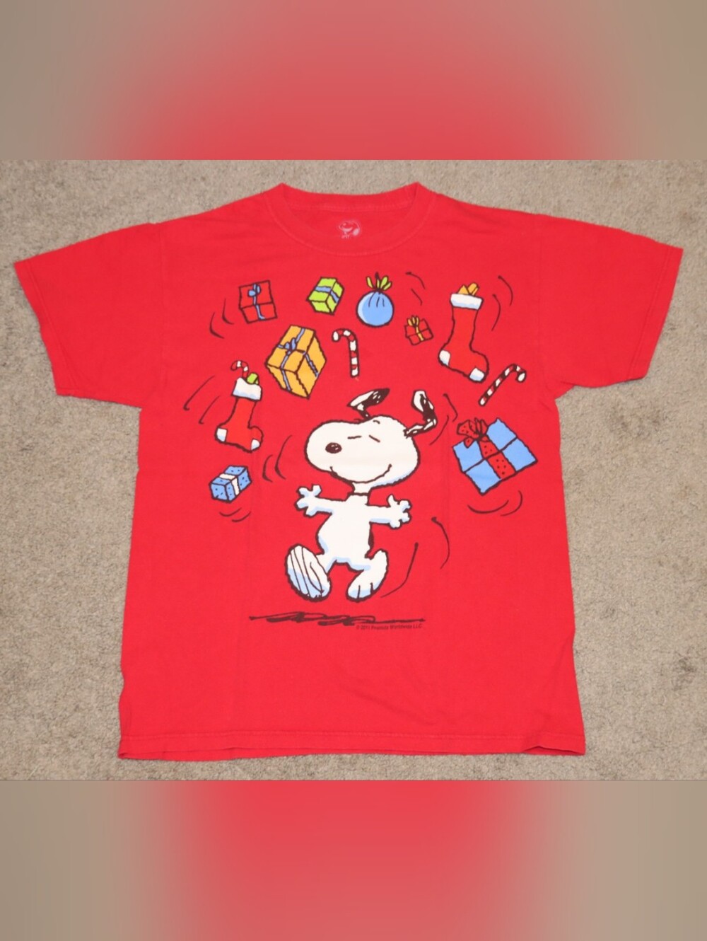2011 Peanuts Red T Shirt Mens Small